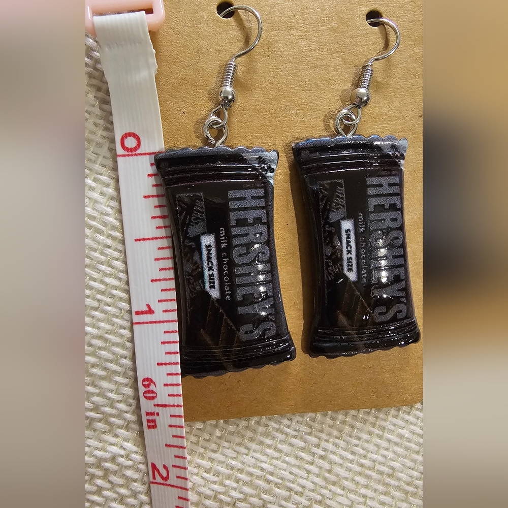 Chocolate Candy Bar Earrings - Black NWOT - Picture 7 of 7